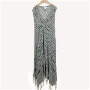 Lularoe Mimi Sweater Wrap Poncho Gray Open Knit One Size